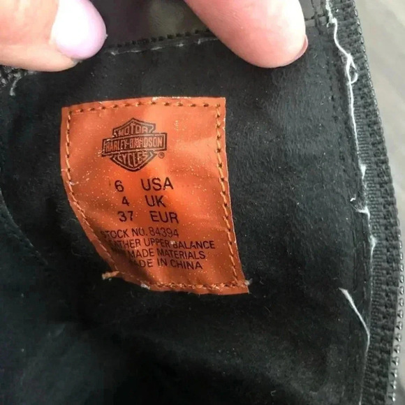 Harley Davidson Black Leather Heeled Western Block Heel Mid Calf Boots Point Toe - Picture 12 of 13